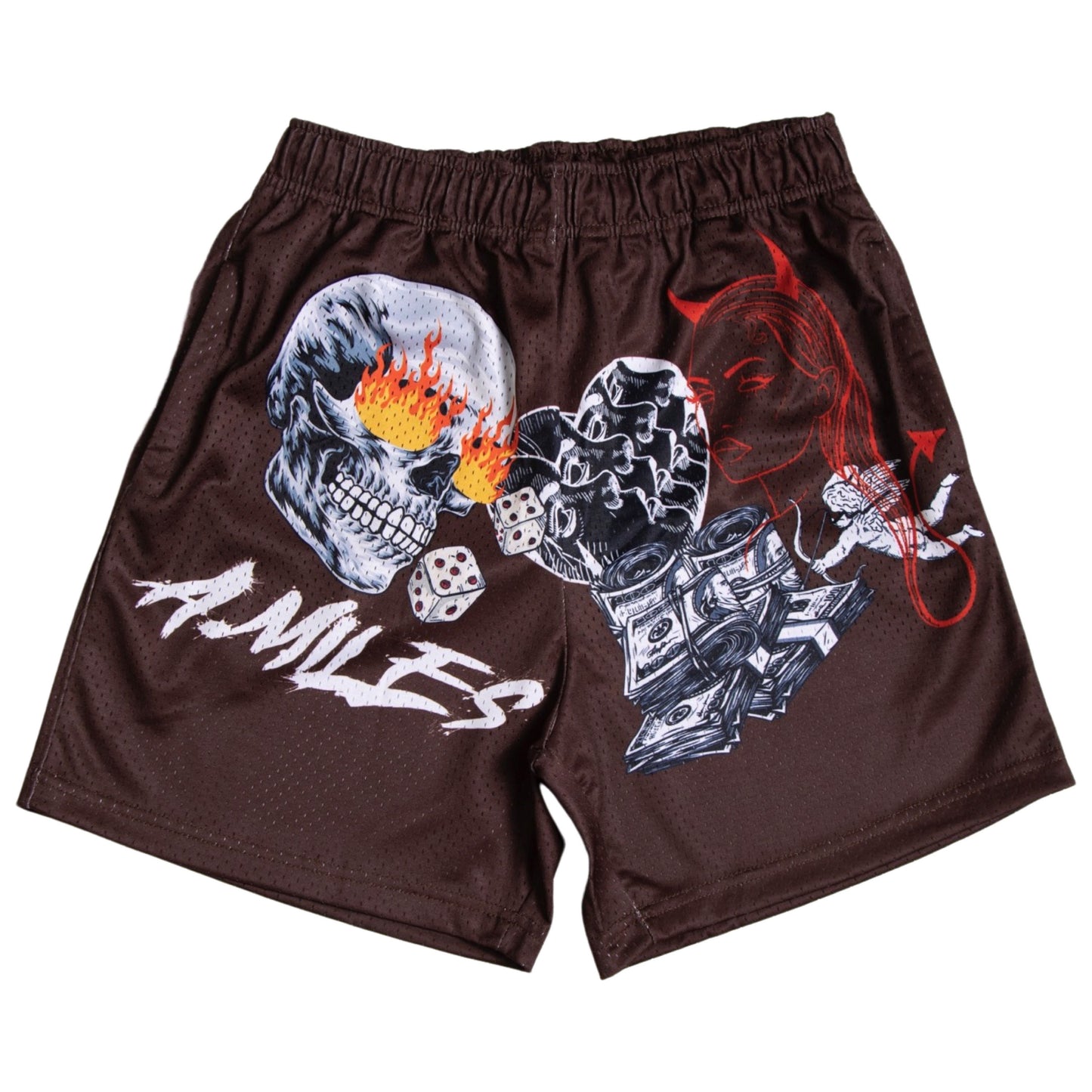 A. Miles "Funds Over Love” Shorts (Brown)