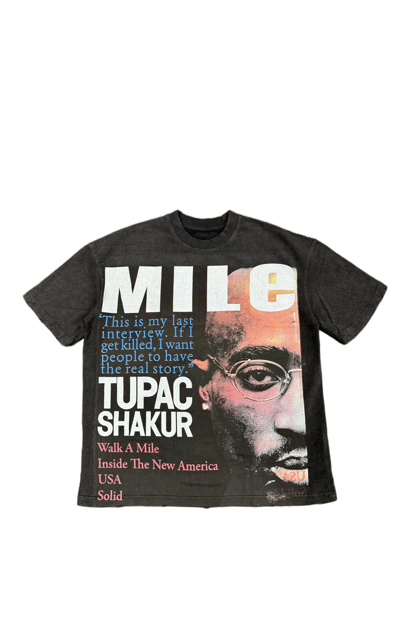 A Miles Pac “Walk A Mile” Tee - Charcoal Black