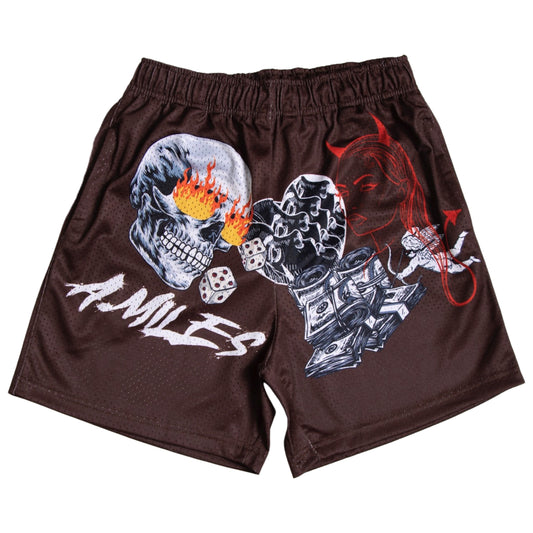 A. Miles "Funds Over Love”  Shorts (Brown)